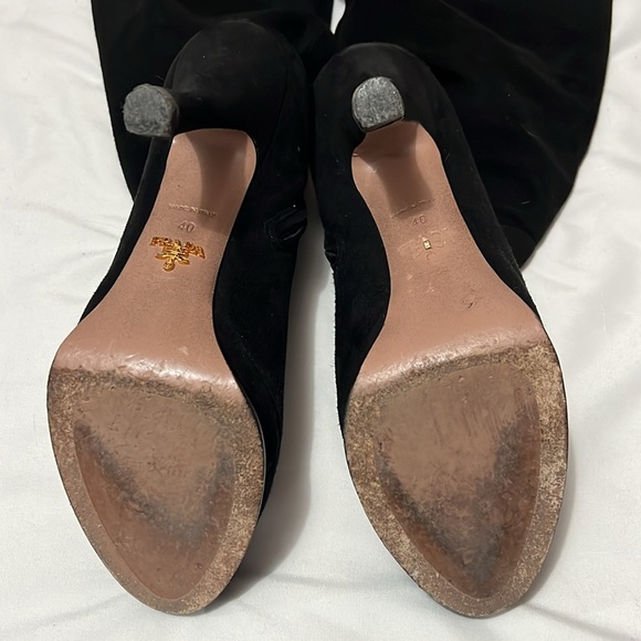 Prada Black Suede Platform Heeled Over the Knee Boots - Picture 6 of 16